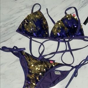 Sequin Purple and Gold Bikini